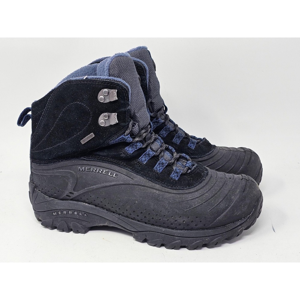 Merrell Snow Boots Mens Size 10 Black Dark Denim Waterproof Winter Insulated